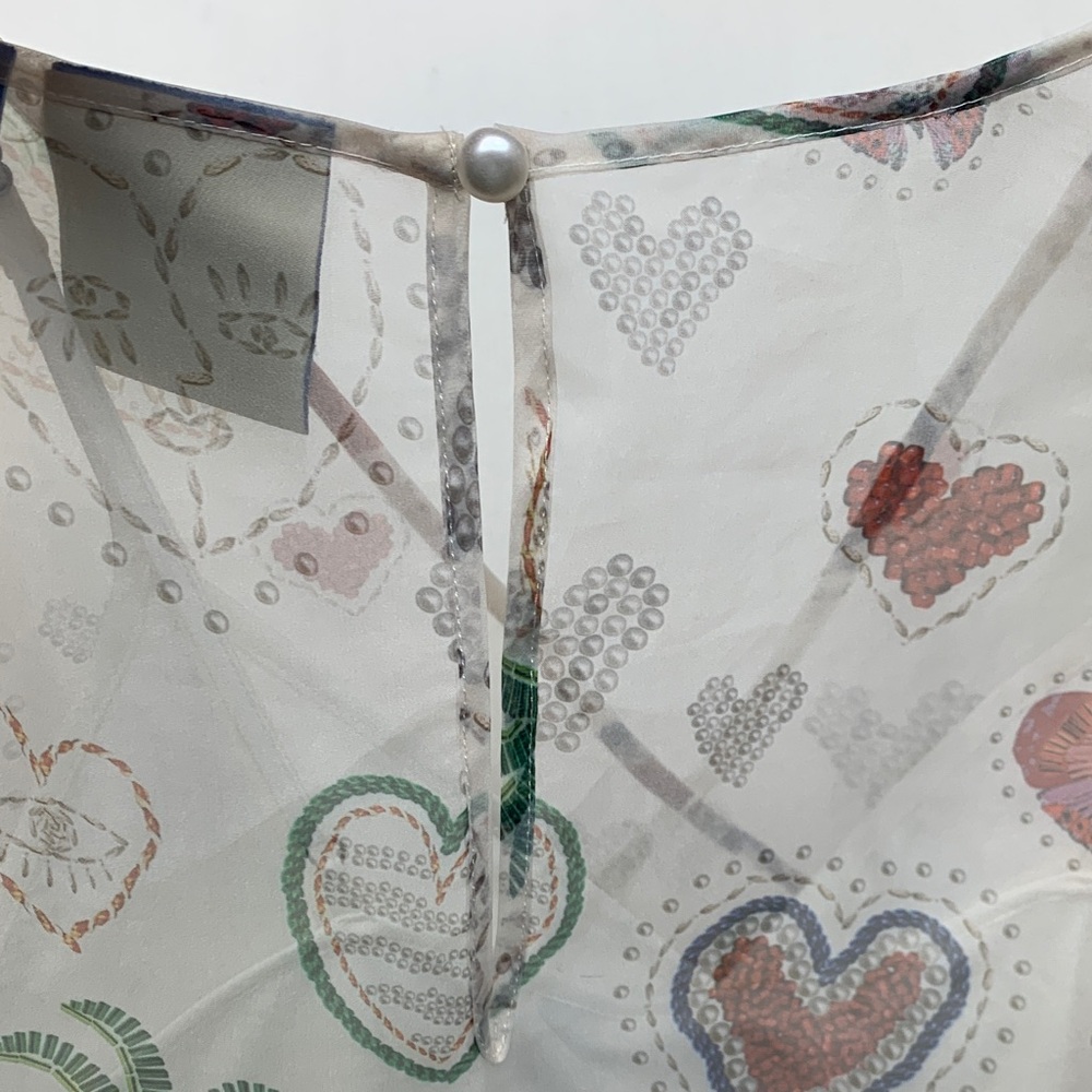 Farm Rio size medium dress semi sheer hearts puff sleeve pineapple mini party - Picture 11 of 12
